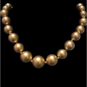 20”Carolee Single Strand Hand Knotted Matte Champagne Gold Bead Necklace